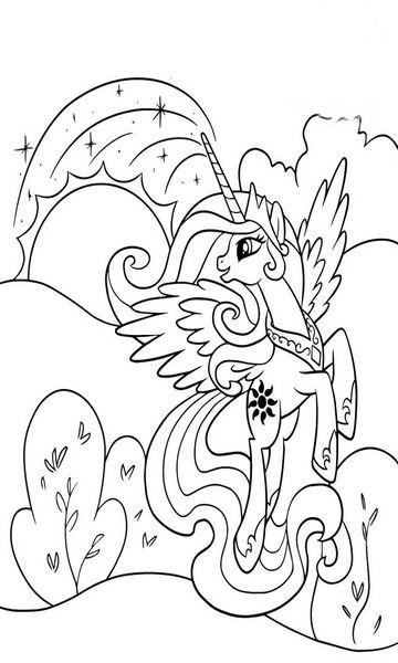 Online coloring book: Princess Celestia in the meadow